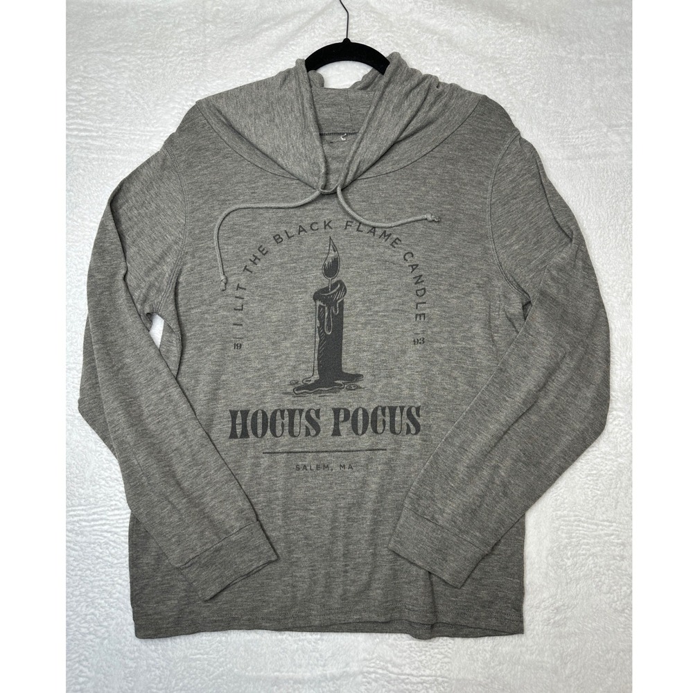 Disney Hocus Pocus Hoodie Women Gray Black Flame Candle Graphic L